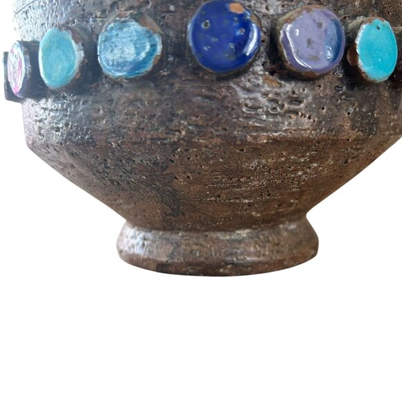 MCM Bitossi Pottery Applied Disc Lidded Covered Bowl #875 Italy Aldo Londi - Picture 6 of 9